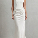 Evelisse – Sculpted satin drape – Strapless corset maxi dress
