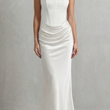 Evelisse – Sculpted satin drape – Strapless corset maxi dress