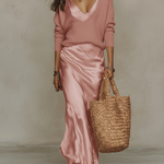 Effortless Ivory Knit & Satin Midi Ensemble
