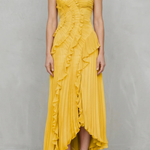 Lavirea – Sculpted pleats – One-shoulder midi dress