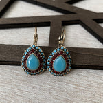 PENDIENTES VINTAGE GOTA TURQUESA HALO GOTA