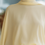 VESTIDO MAXI DE GASA AMARILLO CREMA CON MANGAS CAPA - VALERINA MARBELLA