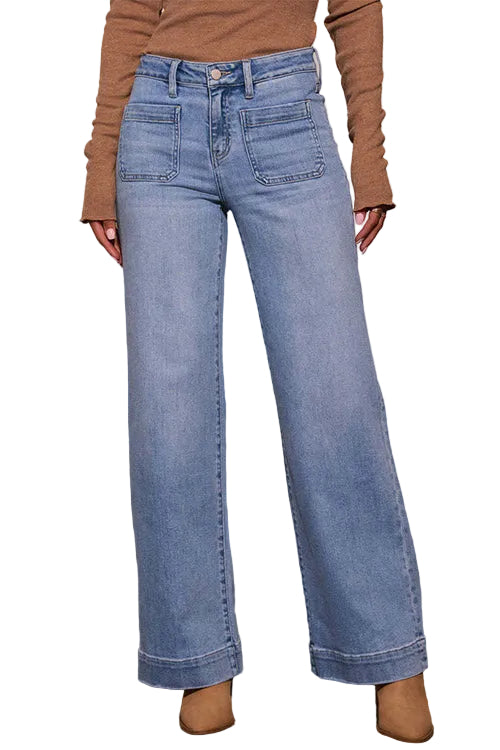 Margovil Chic Straight Wide Leg Denim Pants