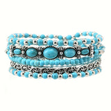 CONJUNTO BOHEMIO VINTAGE STYLE TURQUESA PERLÉ PULSERA