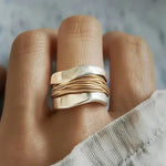 ANILLO PLATA CON DORADO THREADS