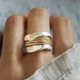 ANILLO PLATA CON DORADO THREADS