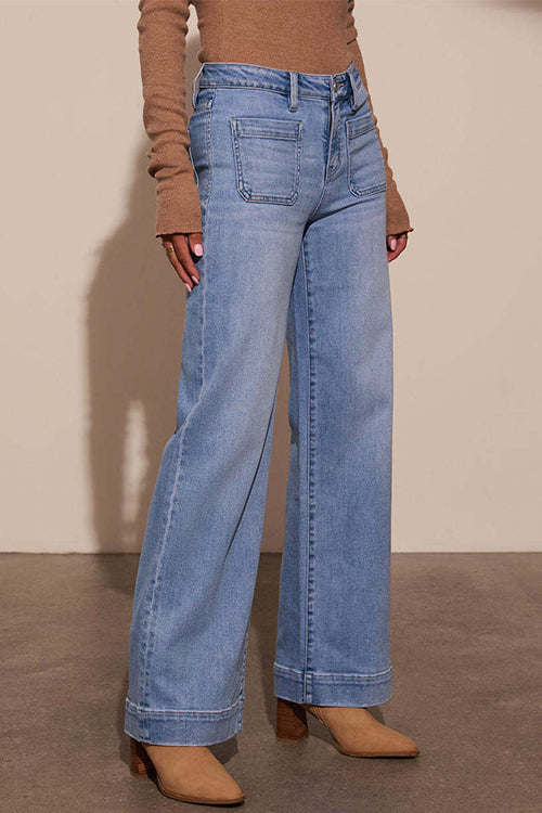 Margovil Chic Straight Wide Leg Denim Pants