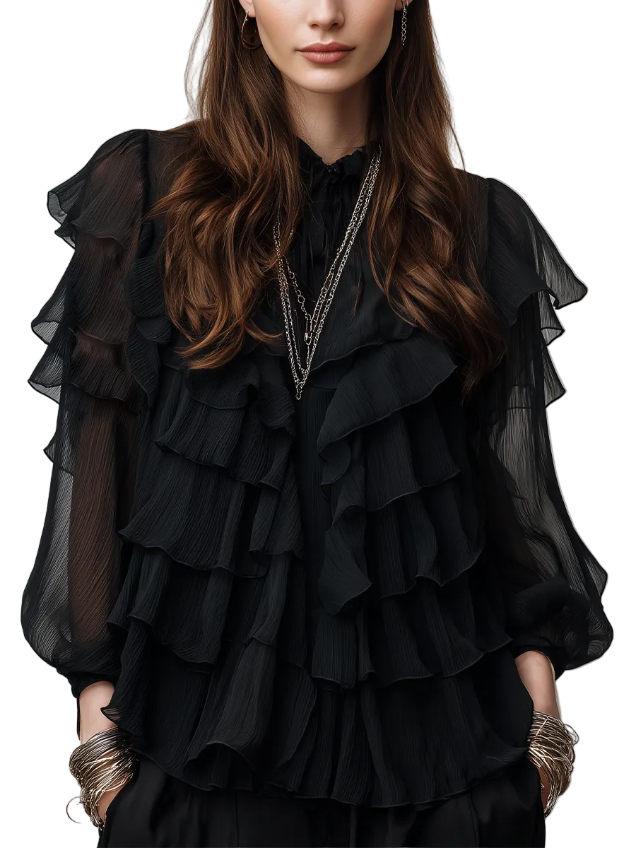 Bohemian Style Multi Layered Ruffle Top
