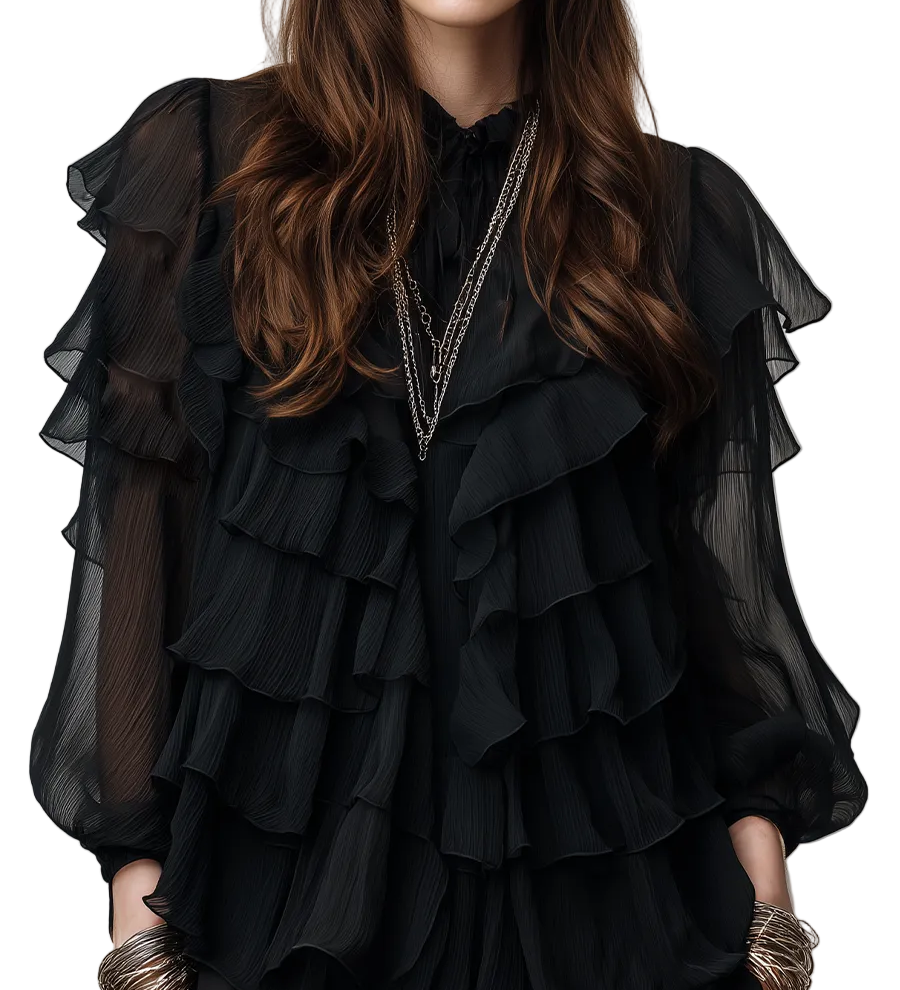 Bohemian Style Multi Layered Ruffle Top