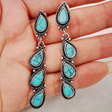 PENDIENTES VINTAGE STYLE TURQUESA FEUILLE GOTA
