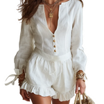 Linen Off-white Jumpsuit Shorts
