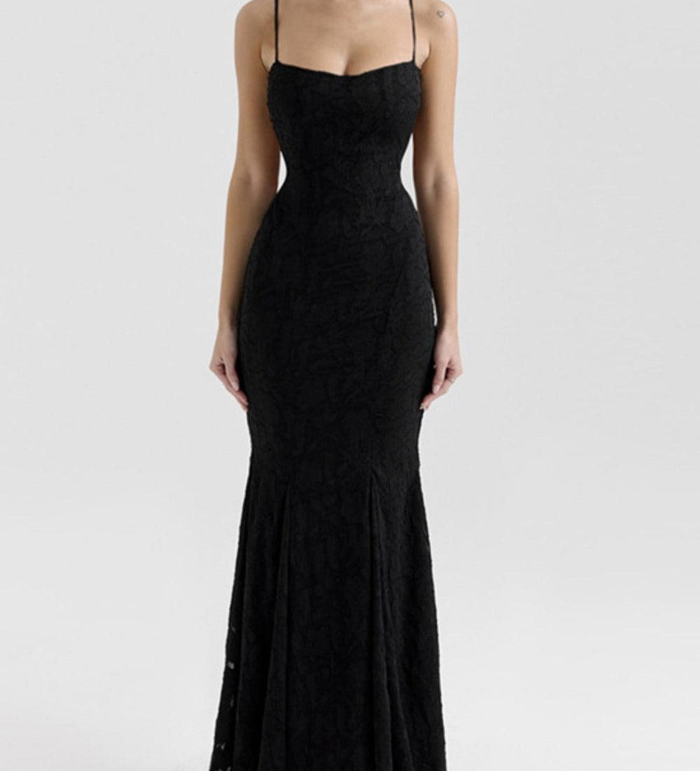 Tie-back fishtail maxi dress