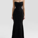 Tie-back fishtail maxi dress