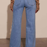 Margovil Chic Straight Wide Leg Denim Pants