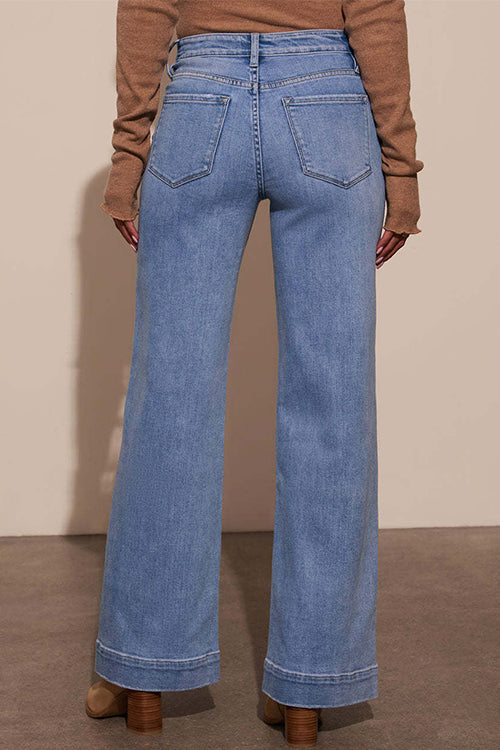 Margovil Chic Straight Wide Leg Denim Pants