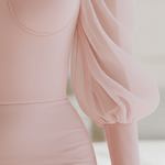 VESTIDO MIDI SIRENA ROSA BLUSH CON ESCOTE CORAZÓN - VALERINA MARBELLA