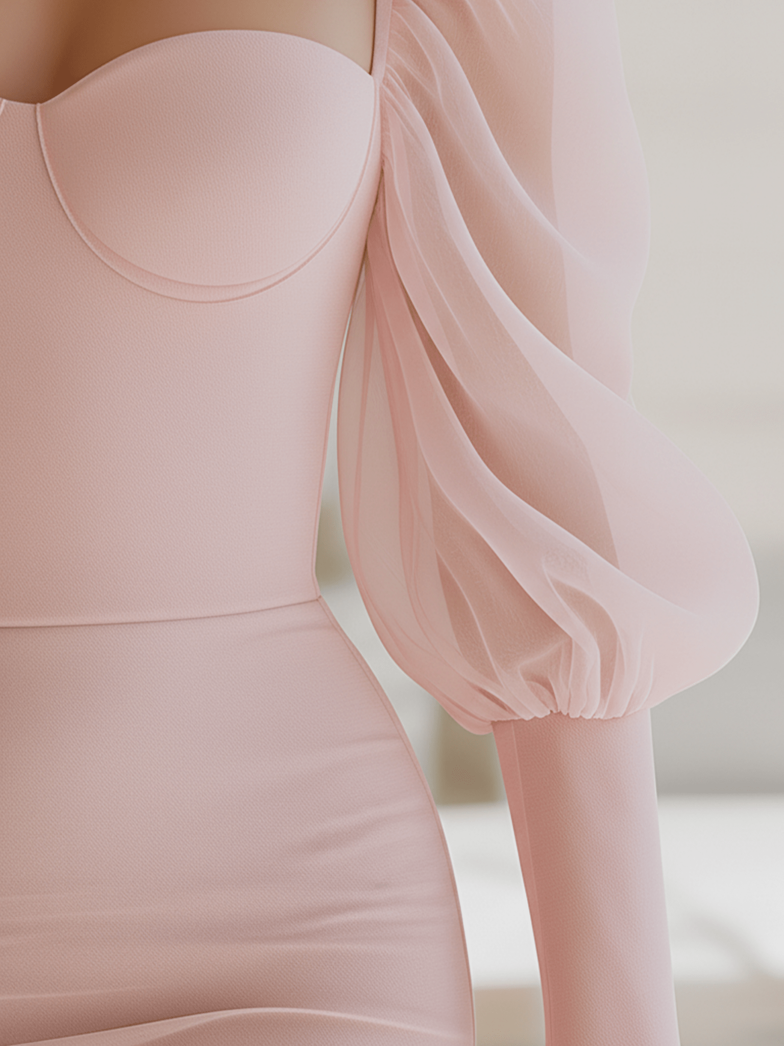VESTIDO MIDI SIRENA ROSA BLUSH CON ESCOTE CORAZÓN - VALERINA MARBELLA