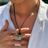 COLLAR BOHEMIO TURQUESA COLGANTE CUIR COLLAR RAS-DE-COU