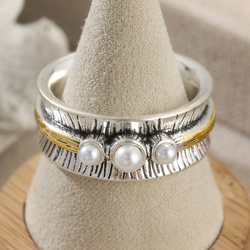 ANILLOS BOHEMIO BICOLORE REDONDO PERLES