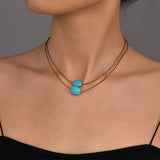 COLLAR VINTAGE DOUBLE RANG TURQUESA PERLÉ