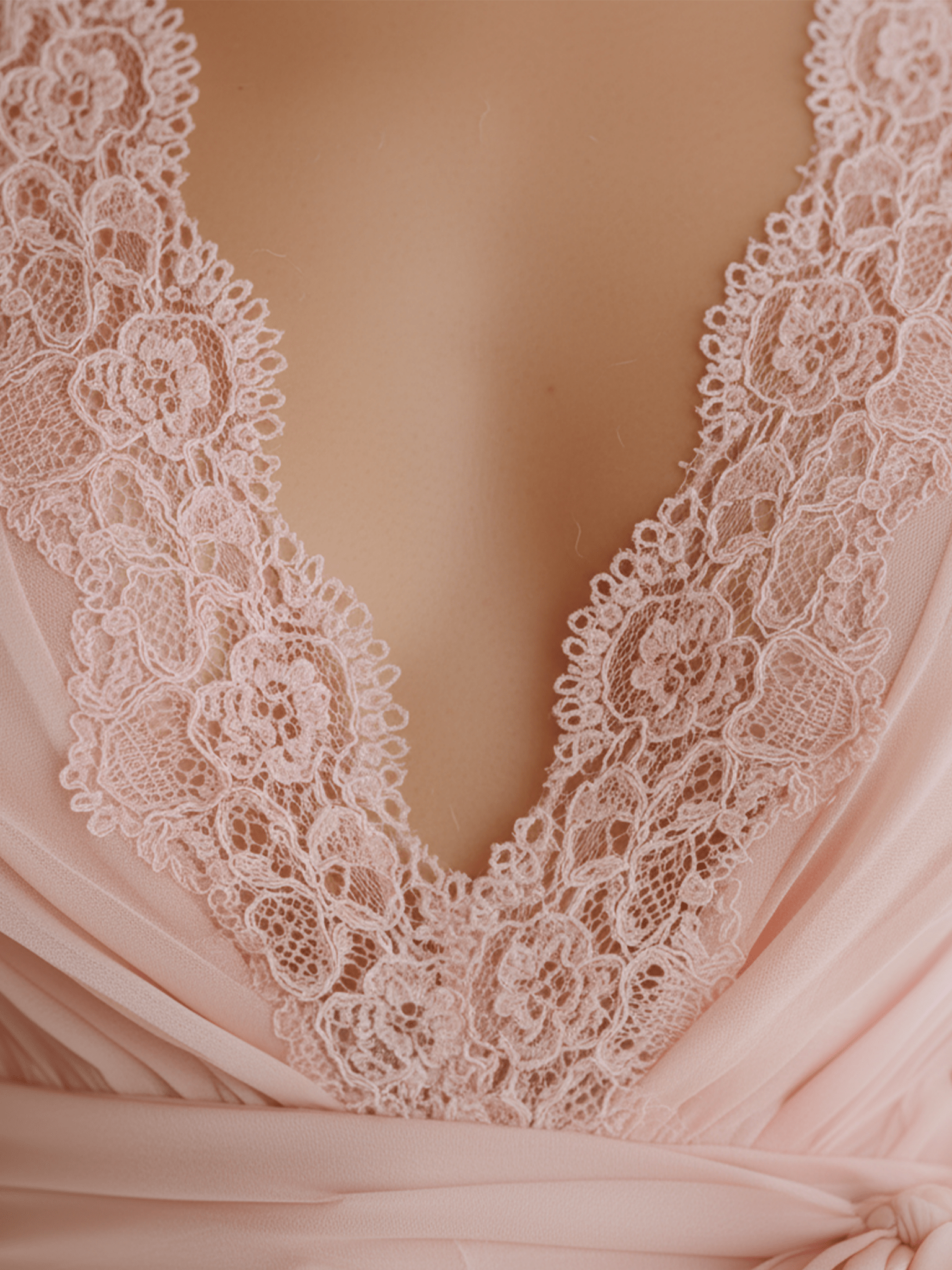 VESTIDO MINI DE GASA ROSA BLUSH CON DETALLES DE ENCAJE - VALERINA MARBELLA