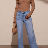 Margovil Chic Straight Wide Leg Denim Pants