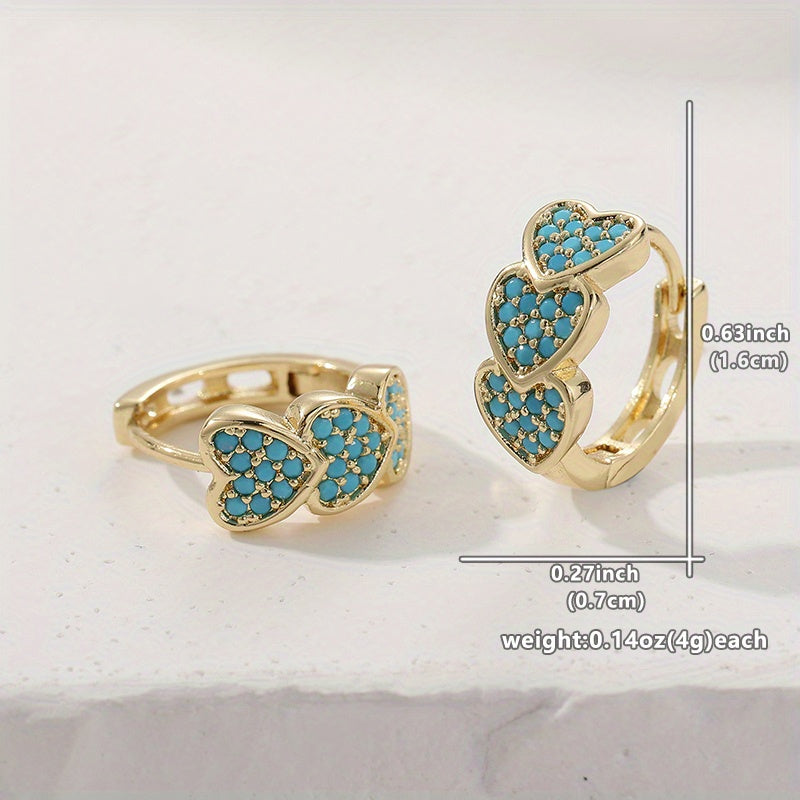 PENDIENTES ELEGANTE TURQUESA CORAZÓN EN FORME DE DESIGN ARO