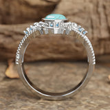 ANILLO BOHEMIO RÉTRO STYLE AZUL CRISTAL INCRUSTÉ TURQUESA