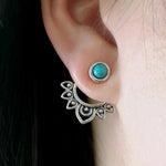 BOUCLE OREILLE VINTAGE TURQUESA SOLEIL RAYONNANT CLOU OREILLE ARO