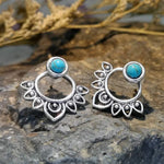 BOUCLE OREILLE VINTAGE TURQUESA SOLEIL RAYONNANT CLOU OREILLE ARO