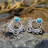 BOUCLE OREILLE VINTAGE TURQUESA SOLEIL RAYONNANT CLOU OREILLE ARO