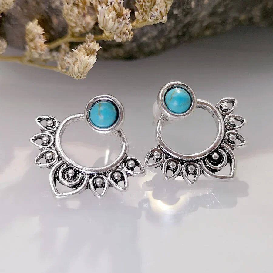 BOUCLE OREILLE VINTAGE TURQUESA SOLEIL RAYONNANT CLOU OREILLE ARO