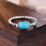 ANILLO BOHEMIO PLATA PLAQUÉ ELLIPSE TURQUESA PERLÉ