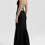 Tie-back fishtail maxi dress