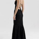 Tie-back fishtail maxi dress