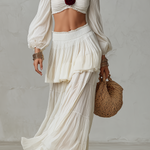 Bohemian Style | Crop Top + Ruffled Long Skirt Two-piece Set