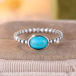 ANILLO BOHEMIO PLATA PLAQUÉ ELLIPSE TURQUESA PERLÉ