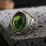 ANILLO VINTAGE VERDE PIERRE DE LUNA PLATA