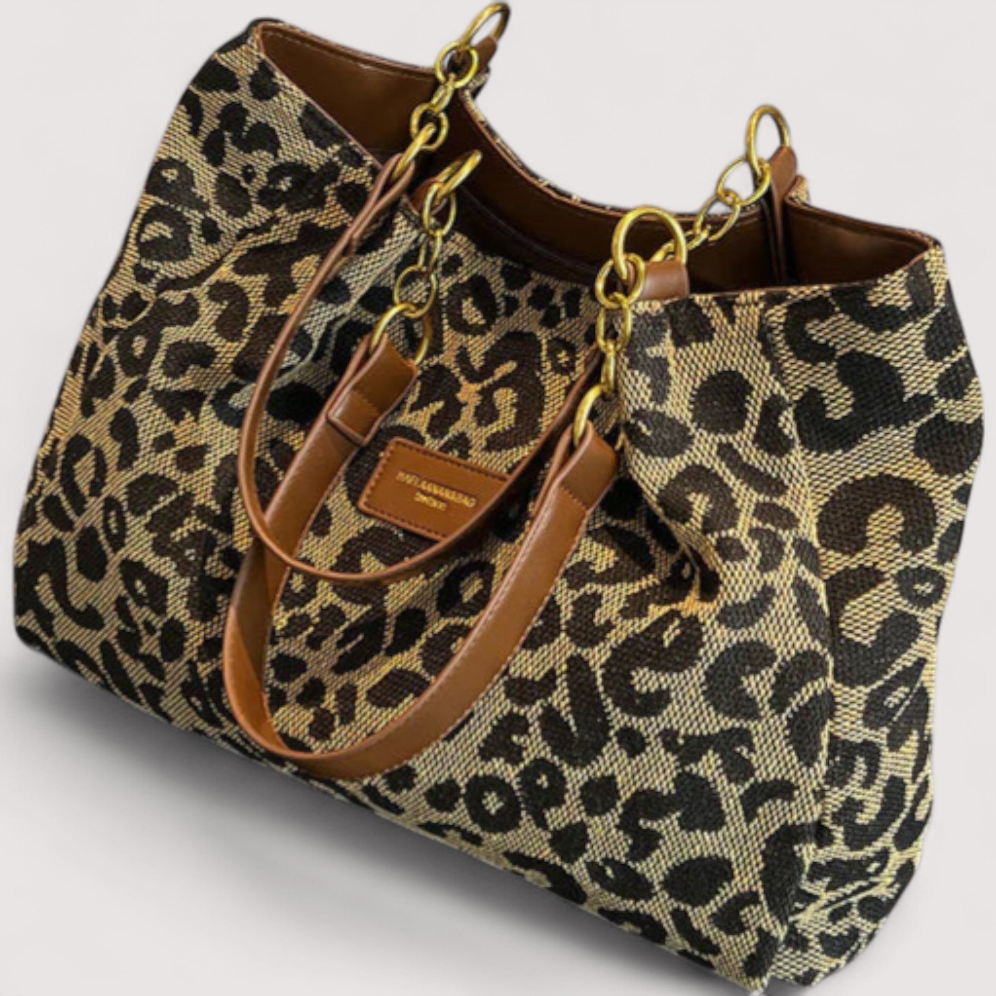BOLSO SHOPPER DE CANVAS CON ESTAMPADO DE LEOPARDO - VALERINA MARBELLA