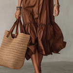 VESTIDO MIDI BOHEMIO ABOTONADO CON VOLANTE EN EL BAJO - VALERINA MARBELLA