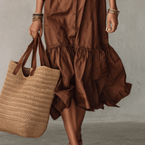 VESTIDO MIDI BOHEMIO ABOTONADO CON VOLANTE EN EL BAJO - VALERINA MARBELLA