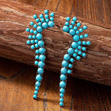 PENDIENTES CLÁSICO BOHEMIO WESTERN STYLE TURQUESA RACIMO COLGANTE