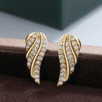 PENDIENTES MODERNO FEUILLE PAVÉ | ORO