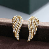 PENDIENTES MODERNO FEUILLE PAVÉ | ORO