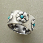ANILLO BOHEMIO VIBRANT PLATEADO FLOR TURQUESA LARGE
