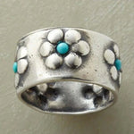 ANILLO BOHEMIO VIBRANT PLATEADO FLOR TURQUESA LARGE