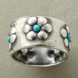 ANILLO BOHEMIO VIBRANT PLATEADO FLOR TURQUESA LARGE