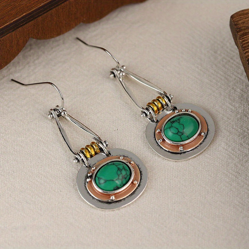 PENDIENTES TURQUESA MIXTO MÉTAL ARTISANAL GOTA