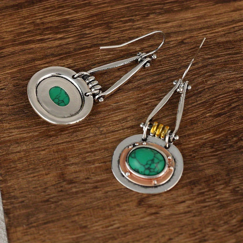 PENDIENTES TURQUESA MIXTO MÉTAL ARTISANAL GOTA