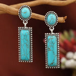 PENDIENTES BOHEMIO TURQUESA GÉOMÉTRIQUE RECTANGLE ÓVALO CLOU OREILLE COLGANTE